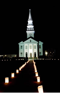 light up a church entranceway with candles